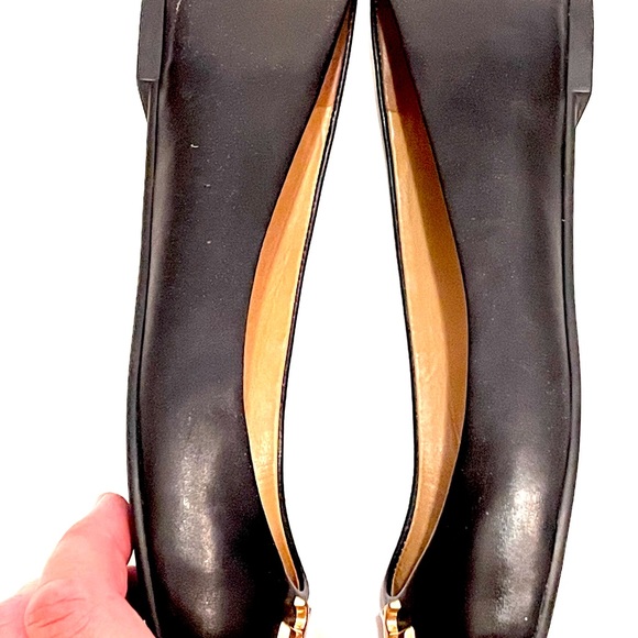 TORY BURCH Everly Cap Toe Ballet Flats 8 Leather Black - Picture 7 of 10